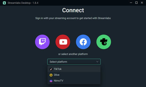 log in to streamlabs