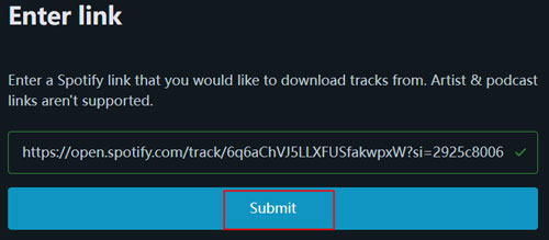 put link of track from spotify to spotifydownloader