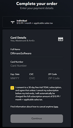 subscribe tidal individual