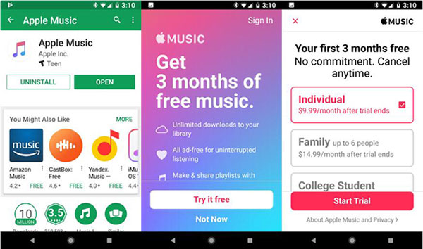 subscribe to apple music on android