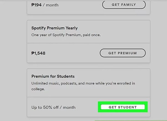 switch to spotify student