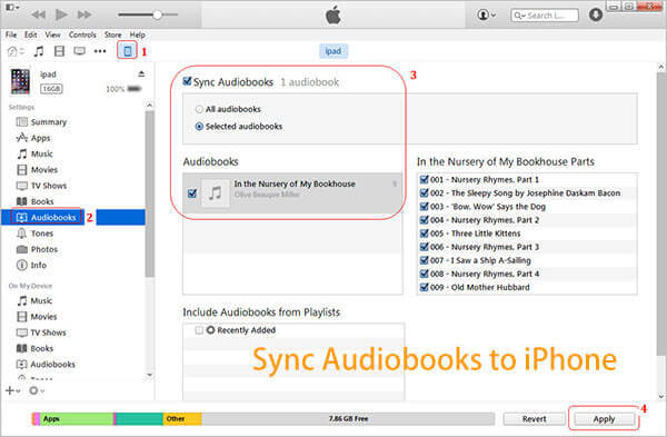 sync audiobooks to ibooks