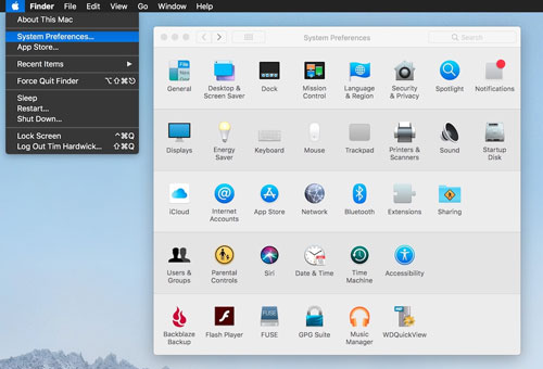 open system preferences on mac