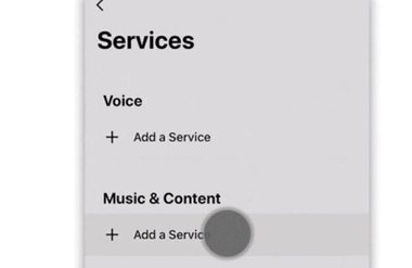 tap add a service in sonos app