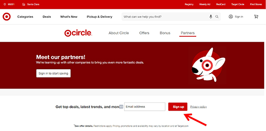 sign up to target circle