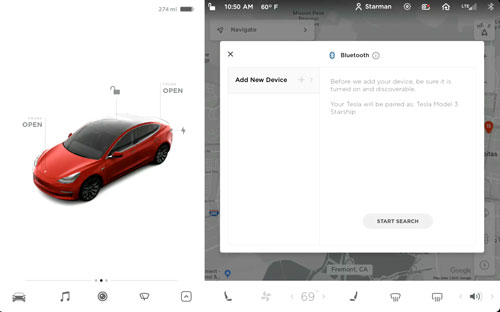 use audible on tesla by bluetooth