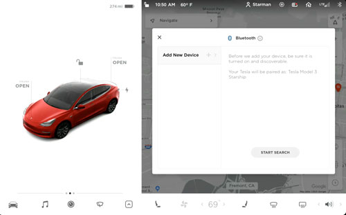 use amazon music in tesla via bluetooth