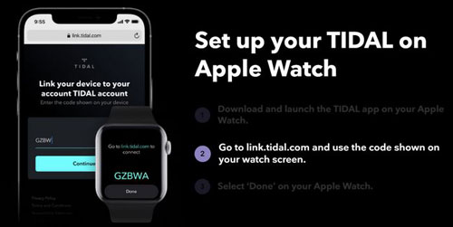set up tidal app for apple watch