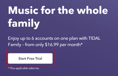 tidal family plan free trial