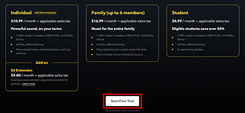 get tidal 30 days free trial on tidal website