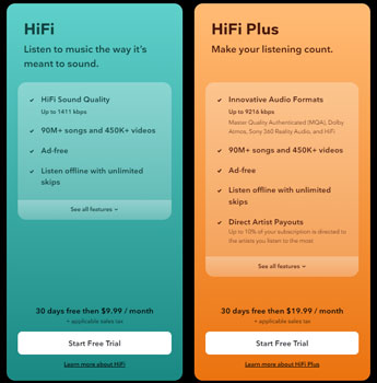tidal hifi and hifi plus plans