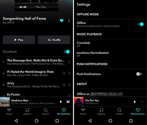 use tidal offline mode on android