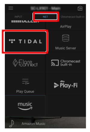 tidal on onkyo controller