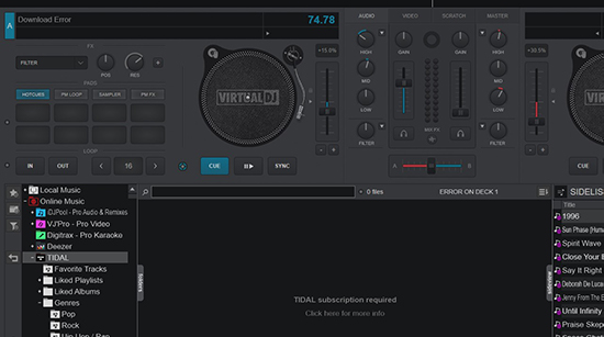 dj with tidal on virtual dj