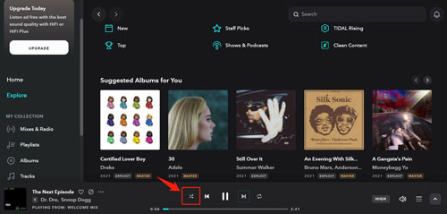 turn tidal shuffle off on desktop