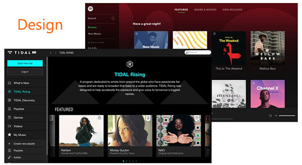 spotify vs tidal user interface