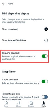 toggle off resume playback to stop audible autoplay