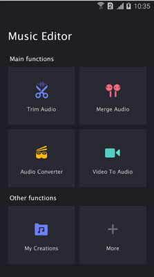 choose trim audio option in music editor app
