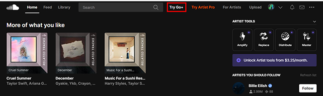 try go plus soundcloud website