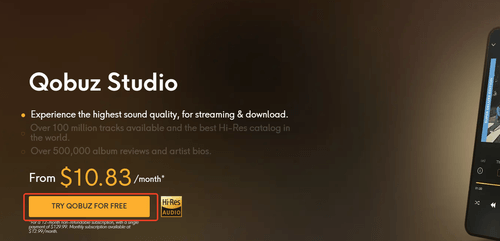 try qobuz free button on qobuz homepage