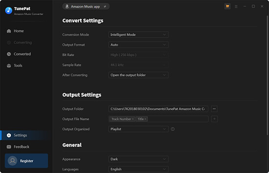 tunepat amazon music converter settings