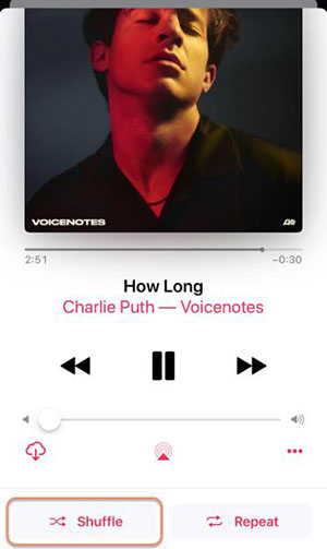 turn off apple music shuffle