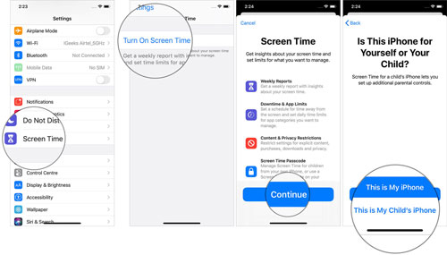 turn on screen time on iphone