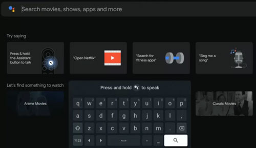 search for spotify app on google tv