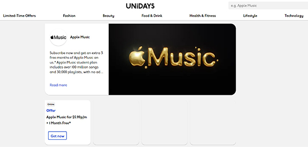 unidays apple music student get now