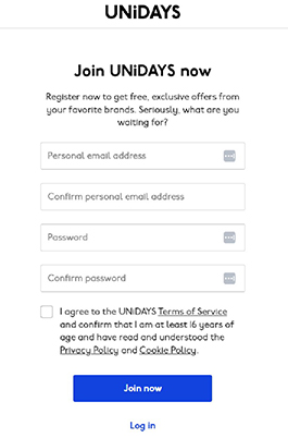 sign up to unidays