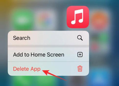 uninstall apple music app to fix apple music problem iphone