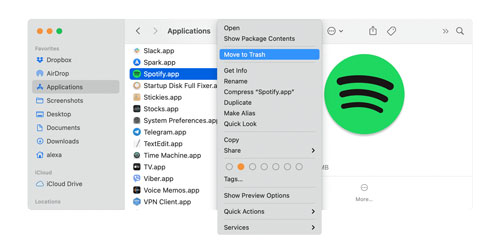 uninstall spotify on mac to fix spotify not responding