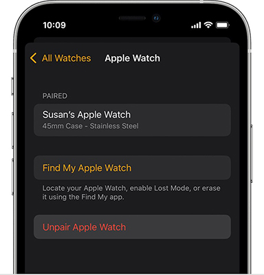 unpair apple watch to iphone and reconnect