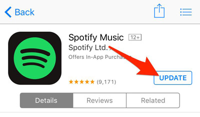 upgrade spotify app on ios