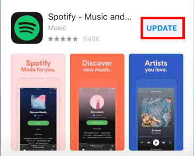 update spotify app to fix spotify app stops playing