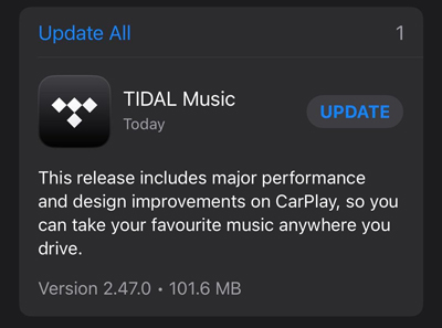 update the tidal app to solve tidal app not working on mobile