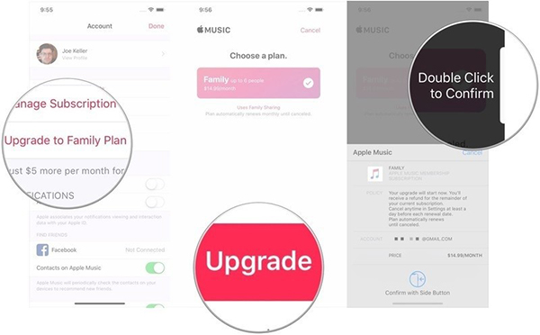 upgrade to apple music family plan