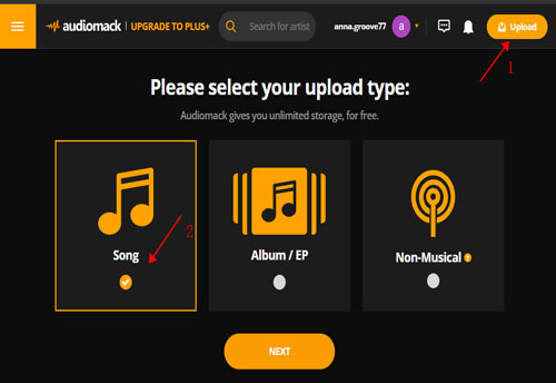 upload playlist to audiomack