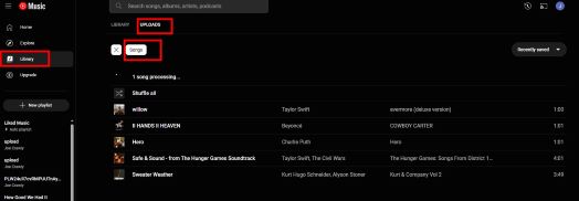 uploaded songs on YouTube Music
