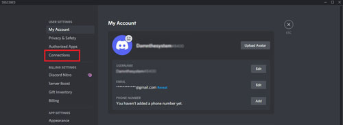 adjust user settings on discord