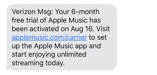 activate free apple music with verizon