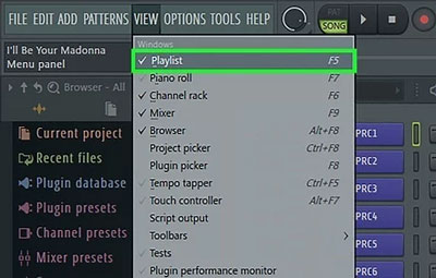 add spotify music to fl studio via view menu