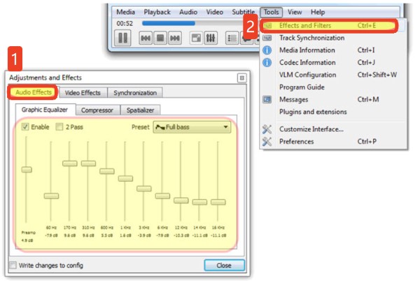 vlc music player eq settings