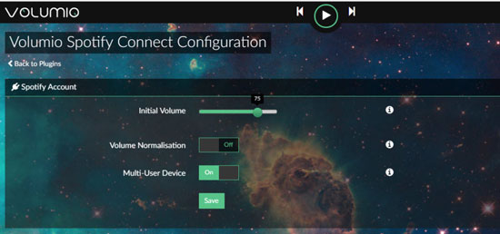 volumio spotify connect to spotify music
