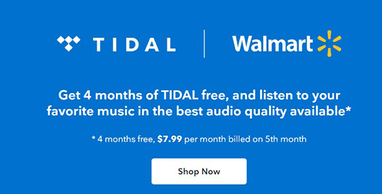 get free tidal subscription with walmart