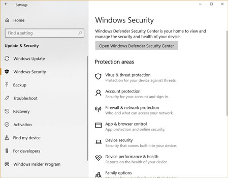 open windows defender firewall