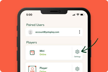 yoto player settings in the yoto mobile app