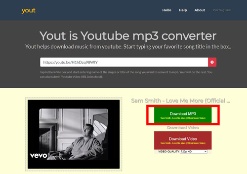 download youtube mp3 with album art via yout