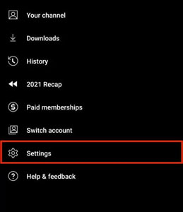 go to youtube music app settings