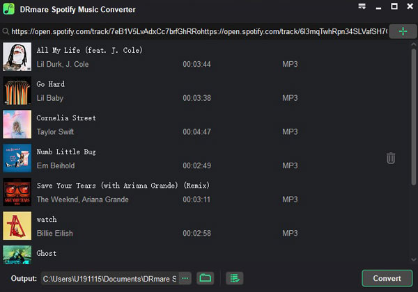install drmare spotify converter and add music to it